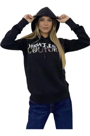 VERSACE Femme, Sweatshirts et sweats à capuche, Noir, Taille: 40 FR Chemise d`entraînement, Confortable et Élégant Sweat à Capuche pour Femmes