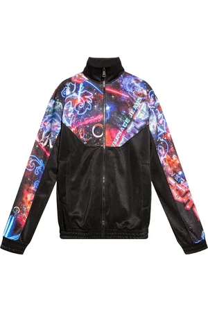 VERSACE Homme, Vestes, Noir, Taille: XS Veste de survêtement à motif spatial