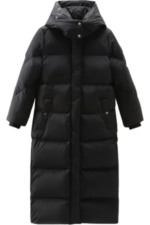 Woolrich Femme, Manteaux, Noir, Taille: 36 FR Hollow Parka Longue avec Détails de Style Street