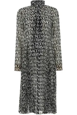 VERSACE Femme, Robes, Noir, Taille: 36 FR Robe chemise en crêpe imprimée