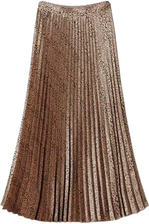 Twin-Set Femme, Jupes, Brun, Taille: 36 FR Jupe Longue Plissée en Satin Imprimé Animalier Art. 232Tp2733