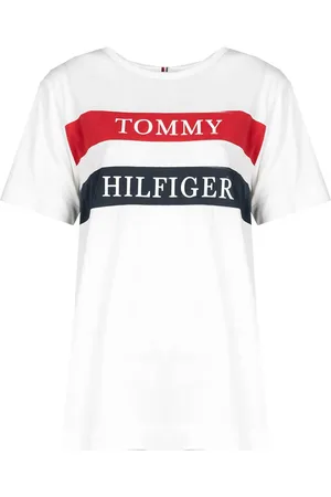 Tommy Hilfiger Femme, Tops, Blanc, Taille: 36 FR T-shirt à manches courtes