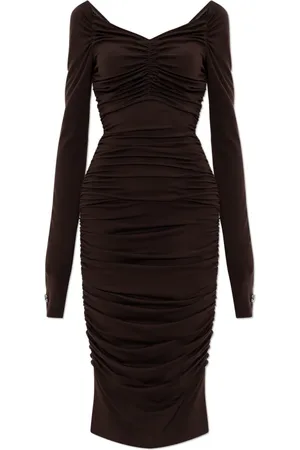 Dolce & Gabbana Femme, Robes, Brun, Taille: 40 FR Robe ajustée avec fronces