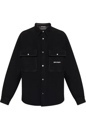 Palm Angels Homme, Chemises, Noir, Taille: L Chemise en laine avec logo