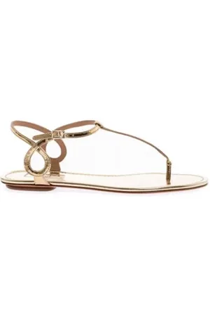 Aquazzura Femme, Chaussures, Jaune, Taille: 41 EU Sandales en Cuir Barefoot avec Fines Brides