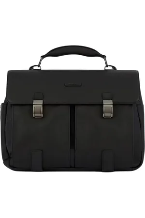 Piquadro Unisex, Sacs, Noir, Taille: ONE Size Sac Bandoulière en Cuir avec Deux Poches Extérieures