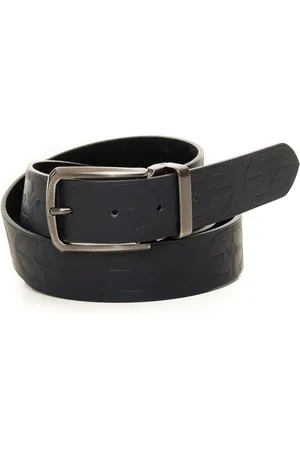 Emporio Armani Homme, Accessoires, Bleu, Taille: ONE Size Ceinture Réversible en Cuir avec Logo