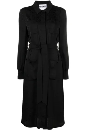 Moschino Femme, Robes, Noir, Taille: 38 FR Robe Chemise Noire à Imprimé Monogramme
