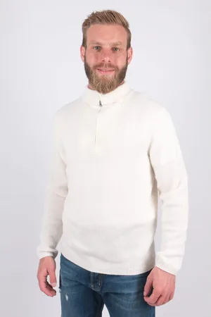 Vince Homme, Pulls, Blanc, Taille: L Plush Qtr Zip Offwhite Cardigan