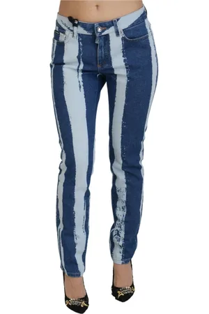 Dolce & Gabbana Femme, Jeans, Bleu, Taille: 38 FR Jean Slim en Denim à Rayures Cobalt
