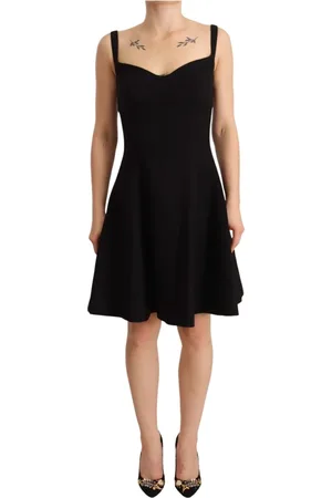 Dolce & Gabbana Femme, Robes, Noir, Taille: 36 FR Robe Noire Fit Flare en Laine Stretch