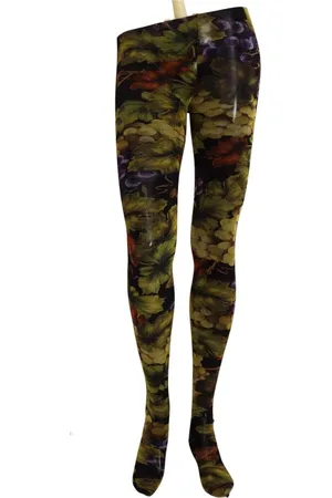 Dolce & Gabbana Femme, Sous-vêtements, Jaune, Taille: 40 FR Collants Noirs avec Imprimé de Raisins