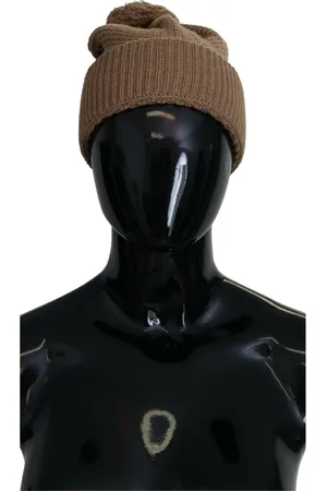 Dolce & Gabbana Femme, Accessoires, Brun, Taille: ONE Size Bonnet dhiver beanie en tricot avec pompon en fourrure