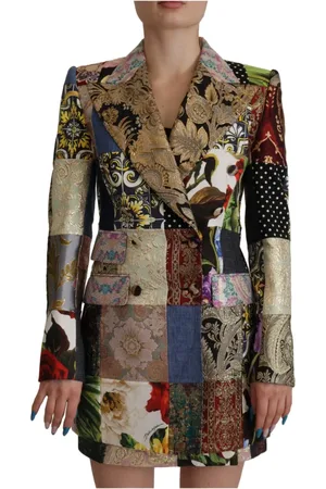 Dolce & Gabbana Femme, Vestes, Multicolore, Taille: 36 FR Veste Blazer Patchwork Jacquard Multicolore