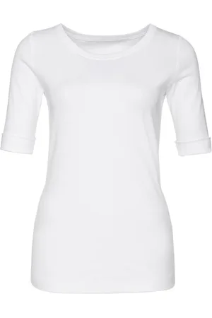 Marc Cain Femme, Tops, Blanc, Taille: 42 FR Chemisier élégant à demi-manches et col rond