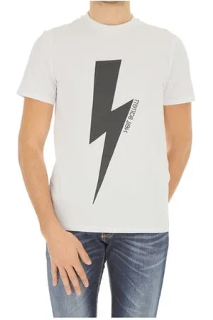 Neil Barrett Homme, Tops, Blanc, Taille: M T-shirt Slim Fit Imprimé