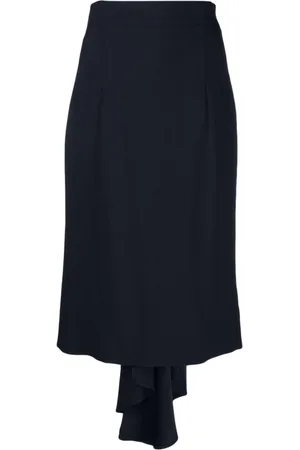 Moschino Femme, Jupes, Bleu, Taille: 36 FR Jupe Midi Asymétrique Plissée Bleu Nuit