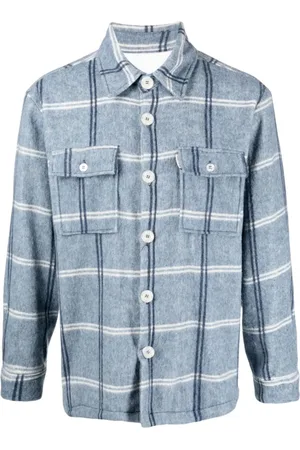 Family First Homme, Chemises, Bleu, Taille: L Chemise à carreaux bleu clair en flanelle