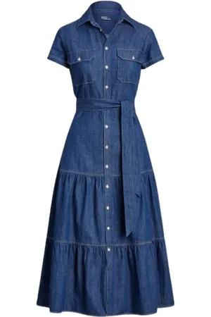 Ralph Lauren Femme, Robes, Bleu, Taille: 36 FR Robe longue volumineuse en jean