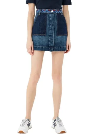 Tommy Hilfiger Femme, Jupes, Bleu, Taille: 36 FR Jupe courte en jean avec ceinture aztèque