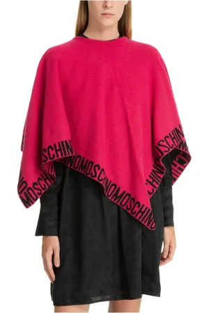 Moschino Femme, Vestes, Rose, Taille: ONE Size Manteau Cape en Mélange de Laine de Luxe
