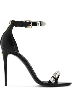 Dolce & Gabbana Femme, Chaussures, Noir, Taille: 40 EU Sandales à talons hauts ornées de cristaux
