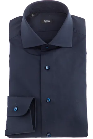 BARBA Homme, Chemises, Bleu, Taille: XL Chemise Bleue en Popeline Tailleur avec Boutons en Nacre