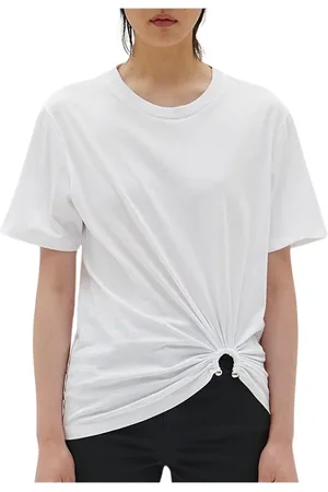 BARBARA BUI Femme, Tops, Blanc, Taille: 38 FR Tee-shirt femme drapé en jersey de coton