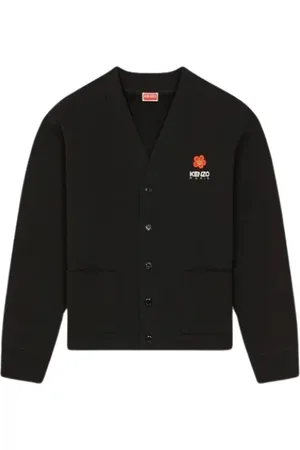 Kenzo Homme, Pulls, Noir, Taille: L Cardigan Style Vintage avec Imprimé Boke Flower
