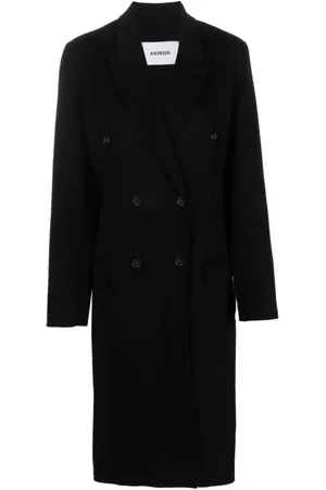 KRIZIA Femme, Manteaux, Noir, Taille: 40 FR Manteau Noir en Laine et Cachemire