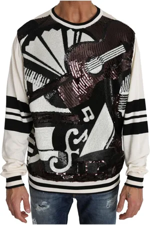 Dolce & Gabbana Homme, Sweatshirts et sweats à capuche, Multicolore, Taille: XL Pull en soie à sequins Jazz Guitar