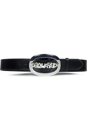Dsquared2 Femme, Accessoires, Noir, Taille: 75 CM Ceinture en cuir noir avec boucle argentée