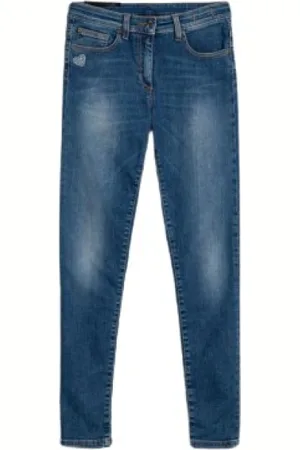 Twin-Set Femme, Jeans, Bleu, Taille: W29 Jean Super Skinny avec Cœur en Strass