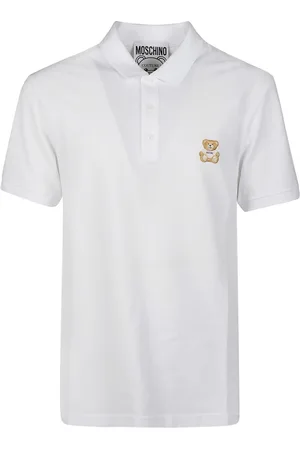 Moschino Homme, Tops, Blanc, Taille: M Teddy Bear Patch Polo