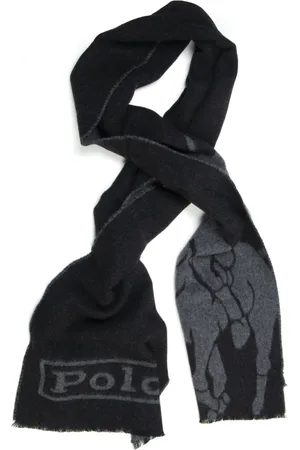 Ralph Lauren Homme, Accessoires, Noir, Taille: ONE Size Maxi Logo Écharpe Double-face