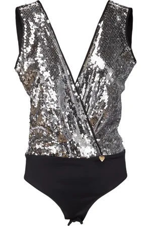 Twin-Set Femme, Tops, Gris, Taille: 38 FR Body en sequins argentés complets