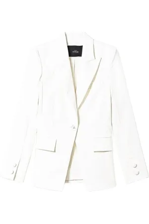 Twin-Set Femme, Vestes, Blanc, Taille: 38 FR Blazer satiné avec bouton de fermeture