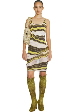 Isa Boulder Femme, Robes, Jaune, Taille: 40 FR Robe Midi en Tricot Ondulé