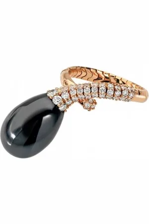 CHANTECLER Femme, Accessoires, Rose, Taille: ONE Size Bague Joyeuse en Onyx et Diamants