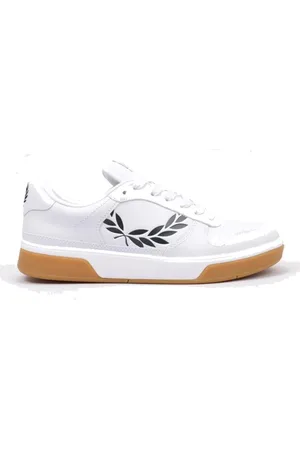 Fred Perry Homme, Chaussures, Blanc, Taille: 41 EU Baskets en cuir texturé avec logo couronne de laurier