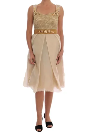 Dolce & Gabbana Femme, Robes, Jaune, Taille: 40 FR Robe en Soie - Élégante et Confortable