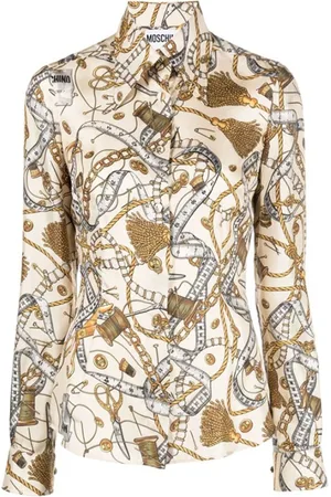 Moschino Femme, Blouses et Chemises, , Taille: 38 FR Chemise en soie à imprimé Bridle