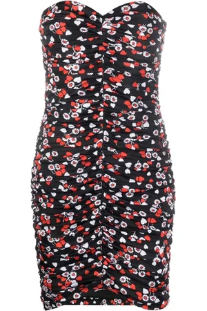Moschino Femme, Robes, Noir, Taille: 38 FR Robe mini sans bretelles à imprimé floral