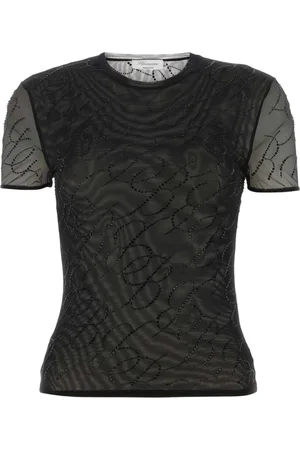 BLUMARINE Femme, Tops, Noir, Taille: 36 FR T-Shirt en nylon stretch orné