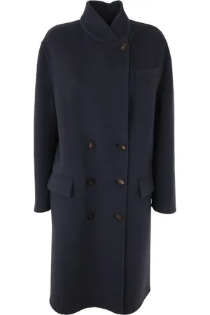 Brunello Cucinelli Femme, Manteaux, Bleu, Taille: 38 FR Manteau à double boutonnage Nuit Étoilée