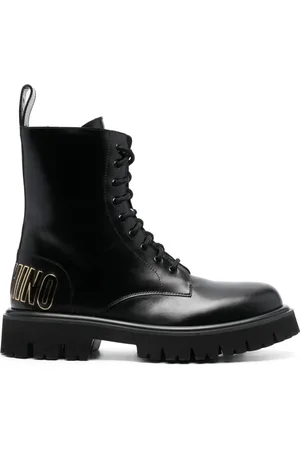 Moschino Homme, Chaussures, Noir, Taille: 44 EU Bottines à Logo en Relief
