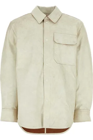 Helmut Lang Homme, Blouses et Chemises, Blanc, Taille: M Chemise en Cuir Craie - Élégante et Tendance
