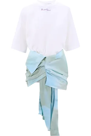 OFF-WHITE Femme, Robes, Blanc, Taille: 40 FR Superbe Robe Blanche avec Logo Brodé