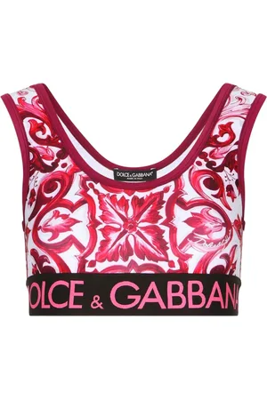 Dolce & Gabbana Femme, Sport, Rose, Taille: 34 FR Top Court Imprimé Majolique