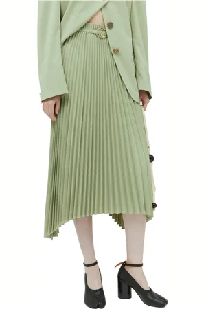 REJINA PYO Femme, Jupes, Vert, Taille: 38 FR Jupe plissée avec ourlet incurvé